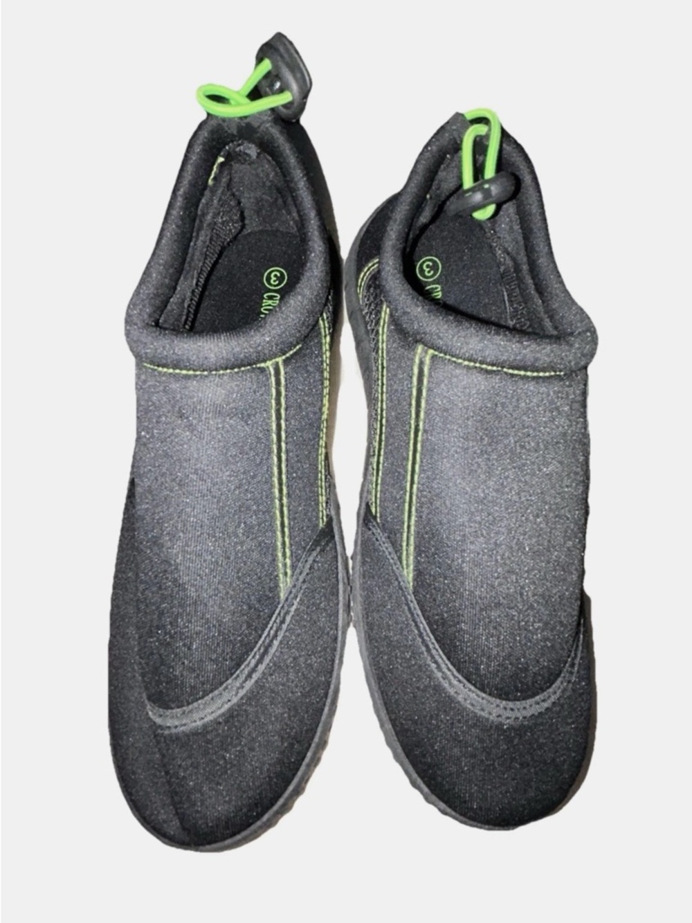 Crown Vintage Youth Poseidon Black Water Swim Shoes With Green Accents Size 3